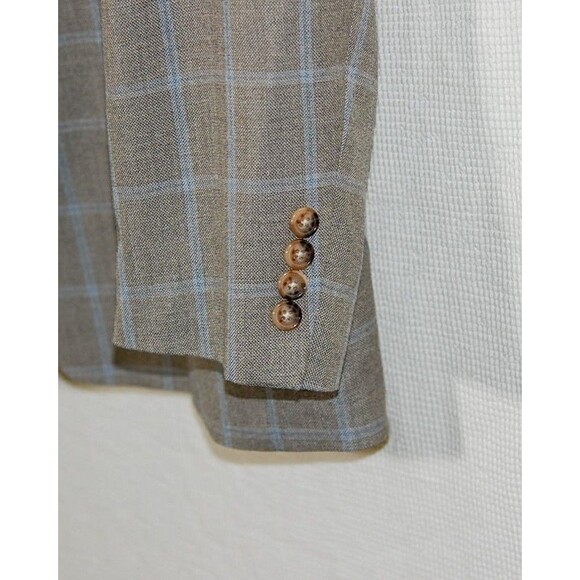 Ralph Lauren Blazer Sz 46XL Silk Wool Blend Gray Blue Plaid Green Label EUC - Picture 4 of 7